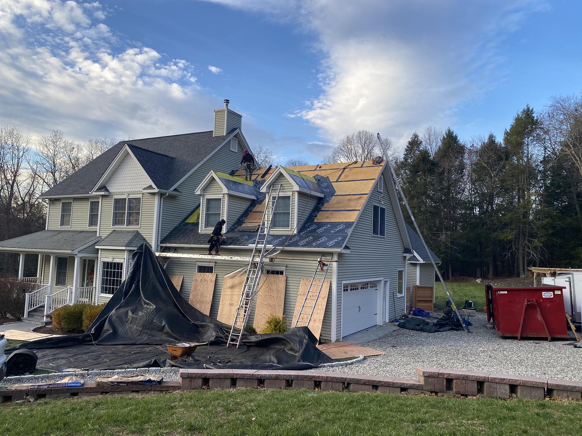 Able Roofing crew completing a residential roof replacement in Connecticut